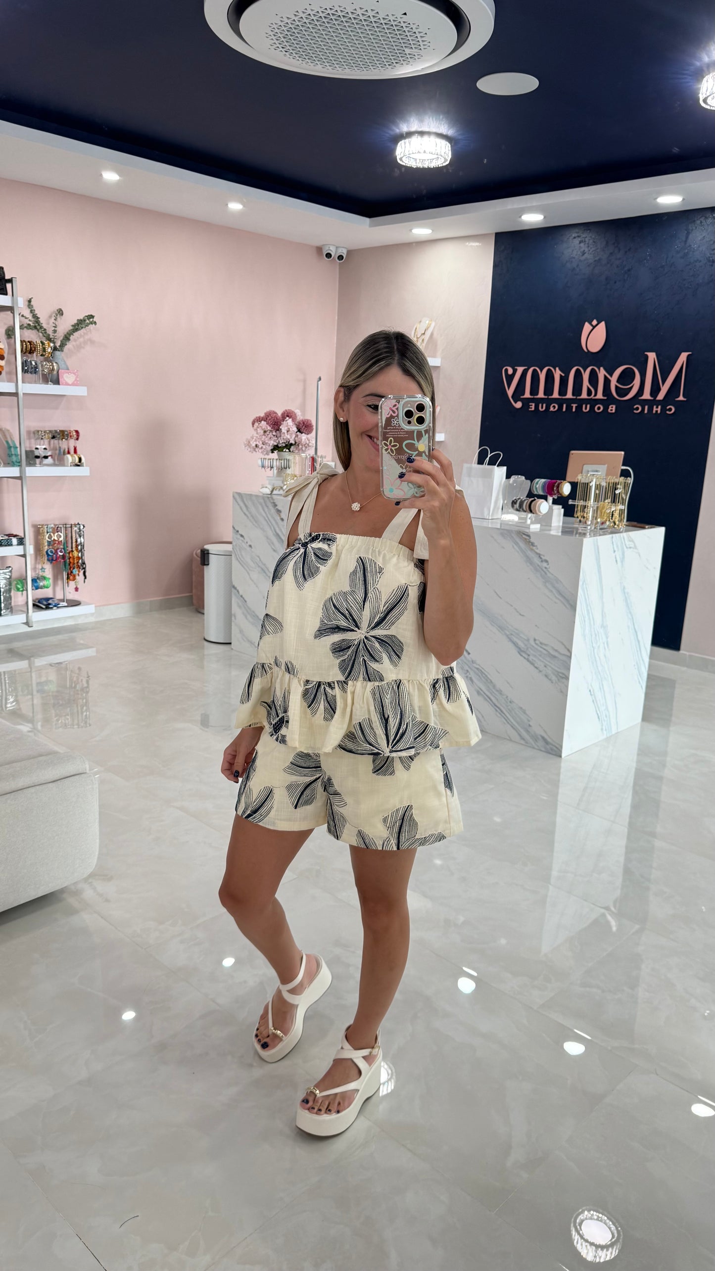 Embroidery Ruffle Top & Short Set