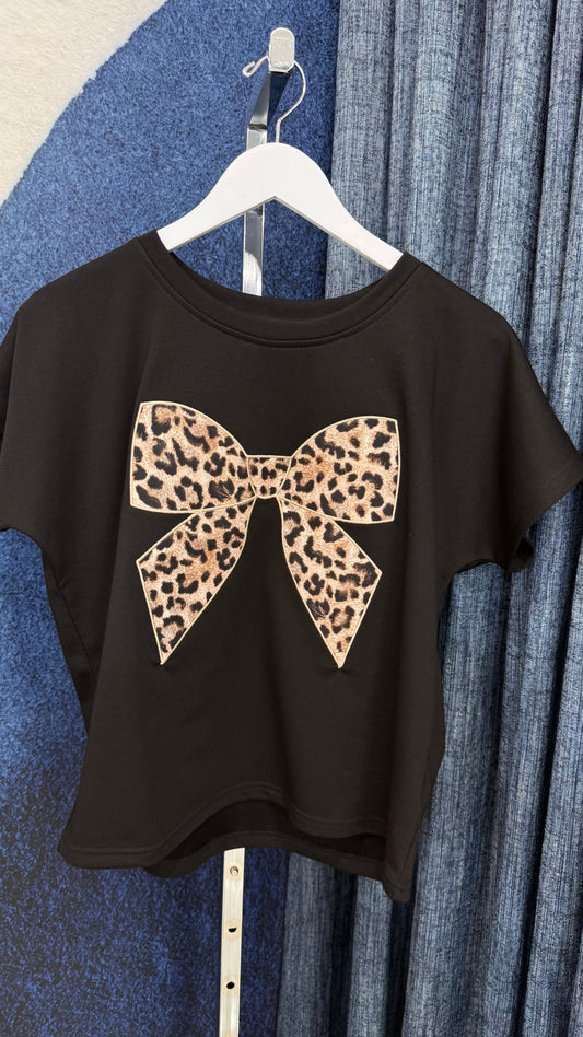 Knit Top Animal Print BLk