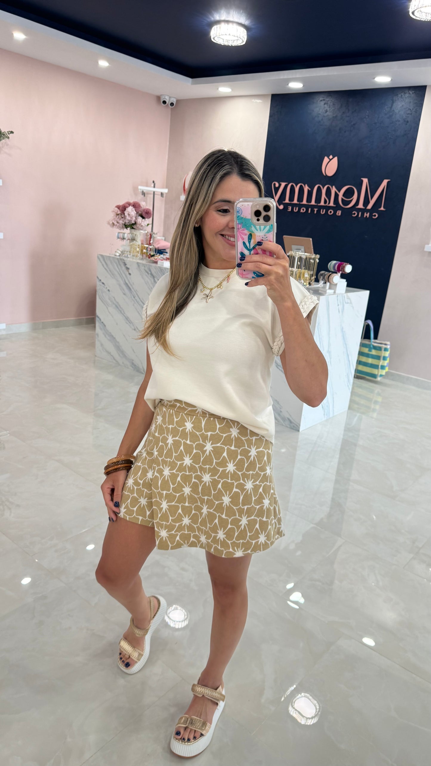 Floral Knit Wrap Skort