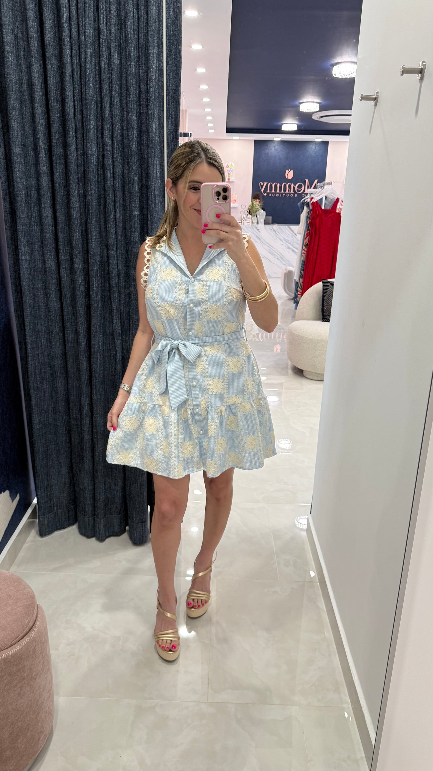 Embroidery Dress Blue / Ivory