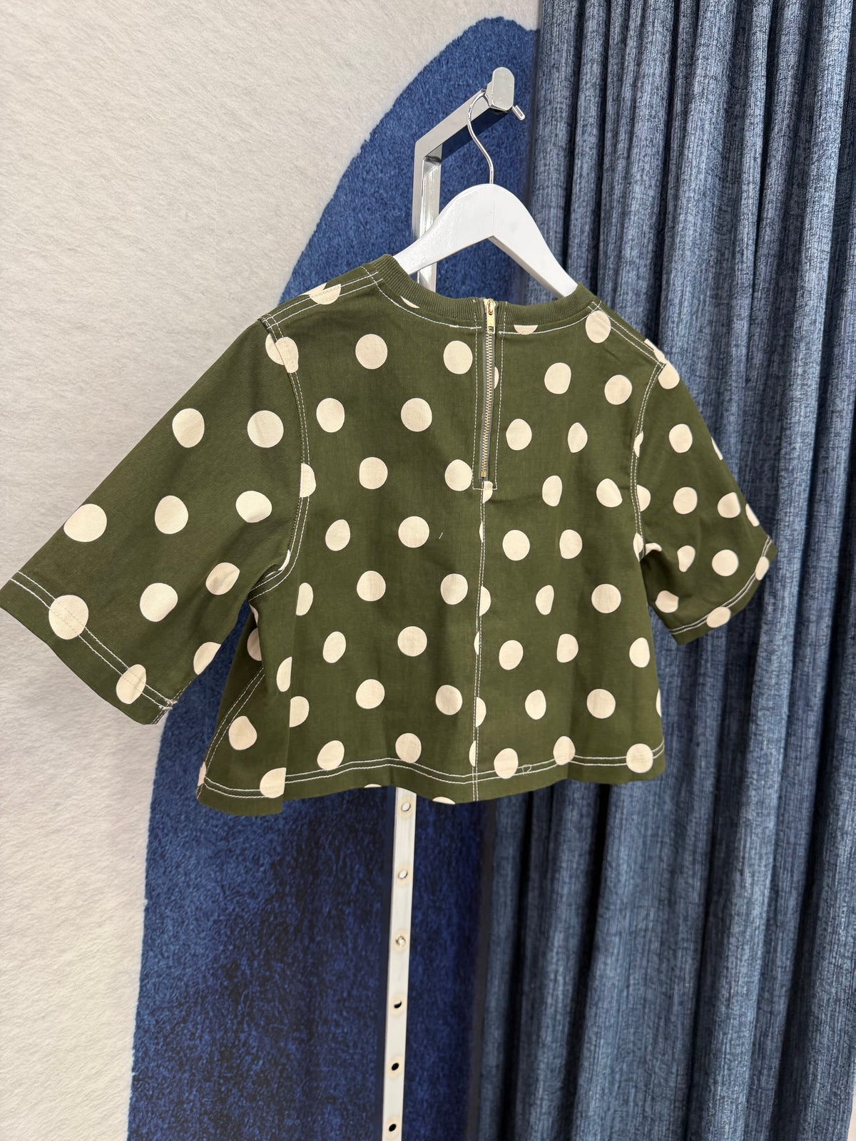 Polka Dots Denim Crop Top