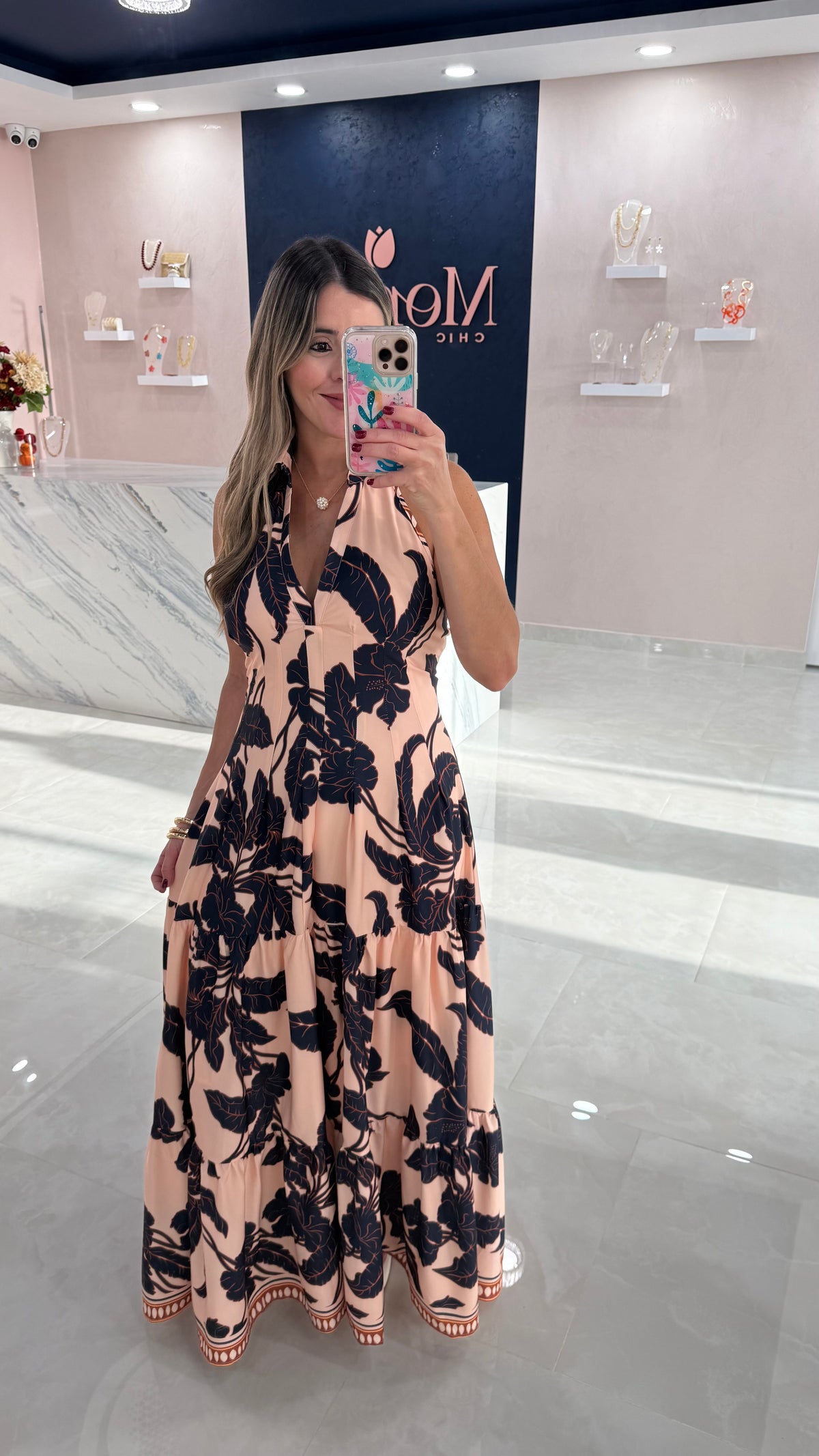 Printed Halter Maxi Dress