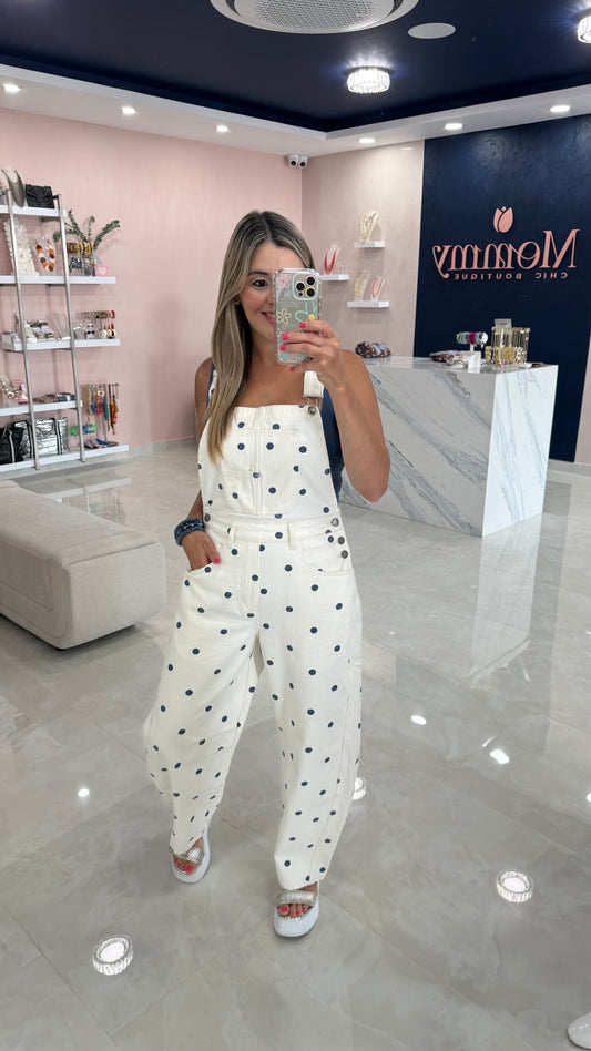 Polka Dots Navy Overall