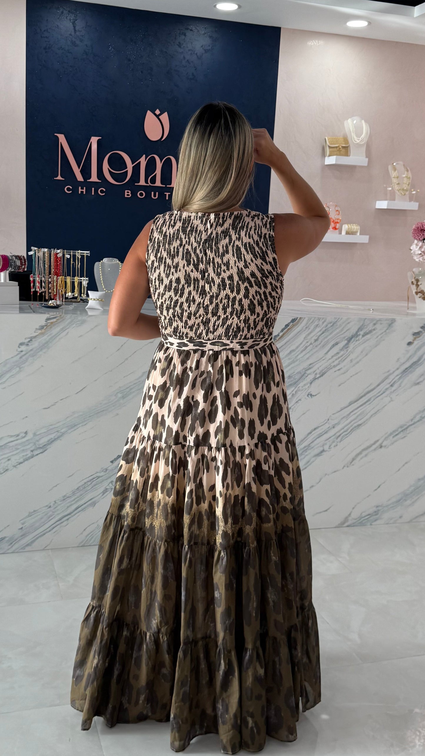 Sleeveless Maxi Dress Animal Print