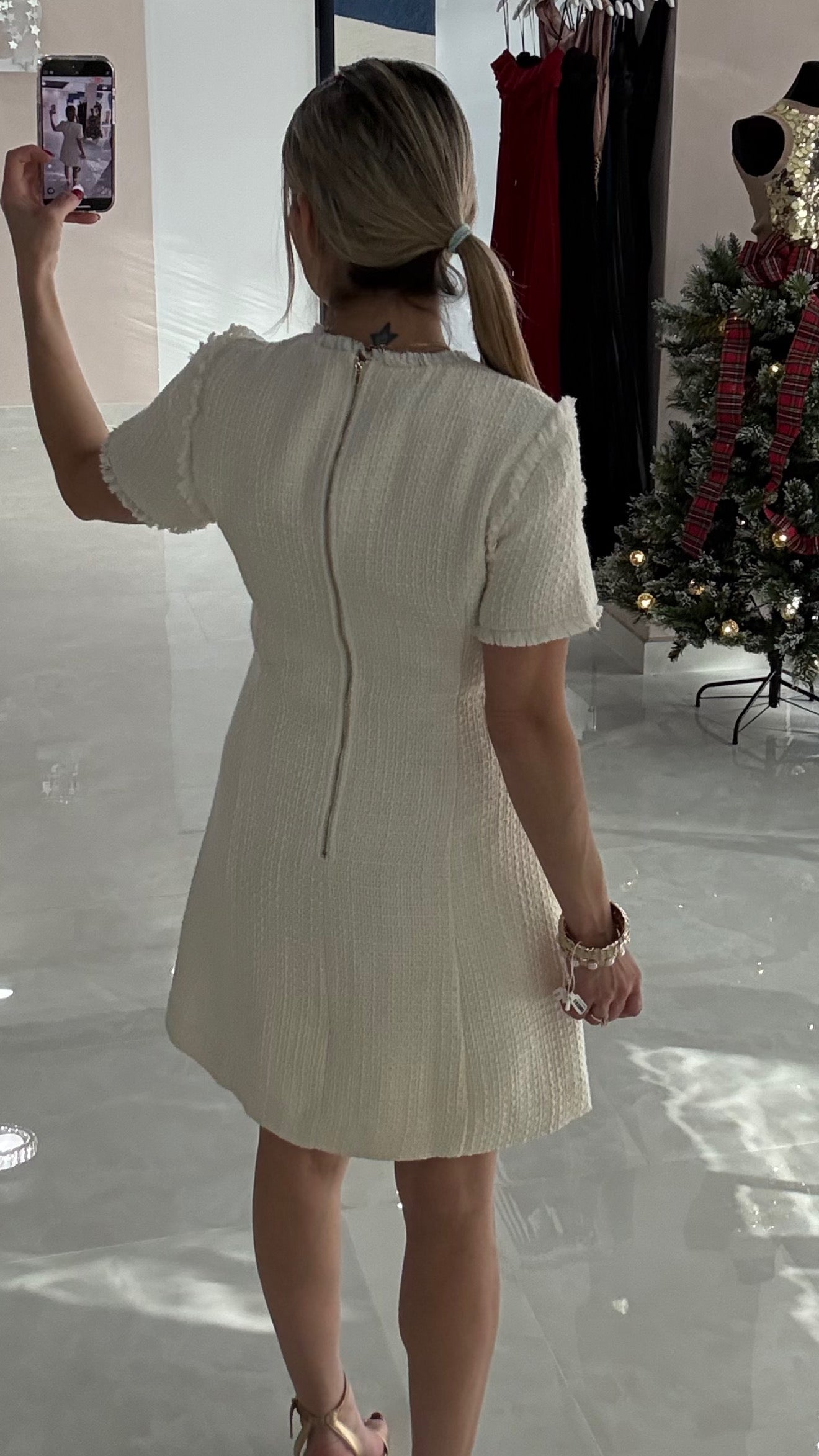 Tweed Dress Ivory