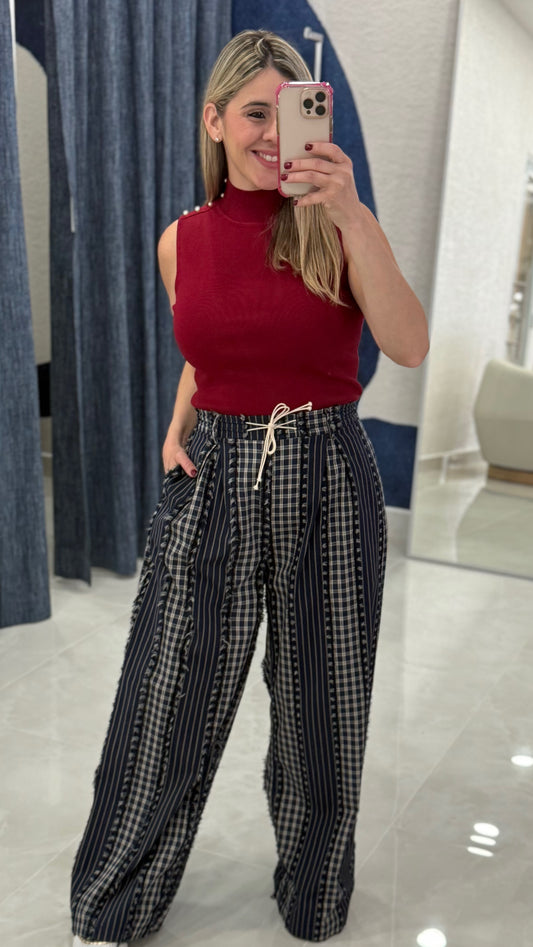 Plaid Pant Navy
