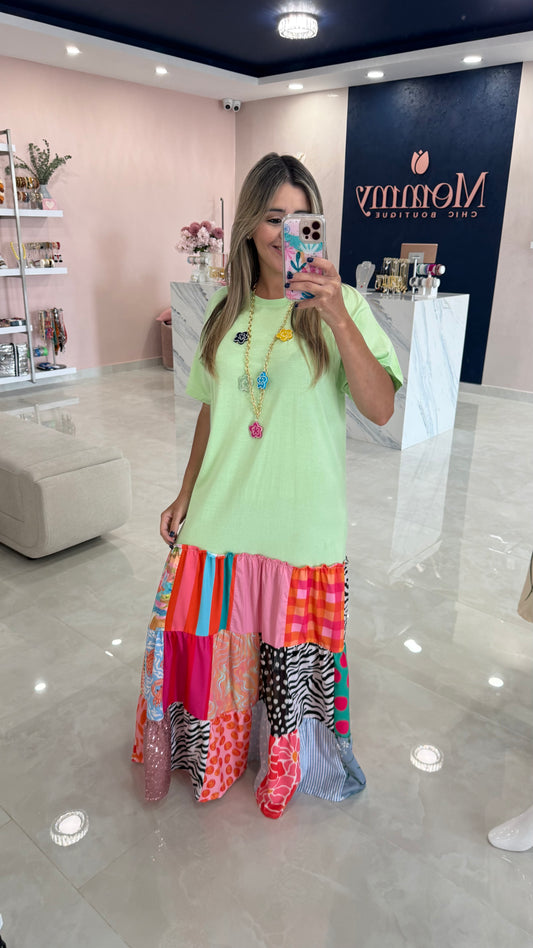 Colombia Shirt Dress Lime / Printed Mix