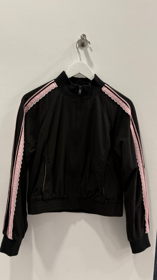 Zip-Up Jacket With Lace Black / Pink