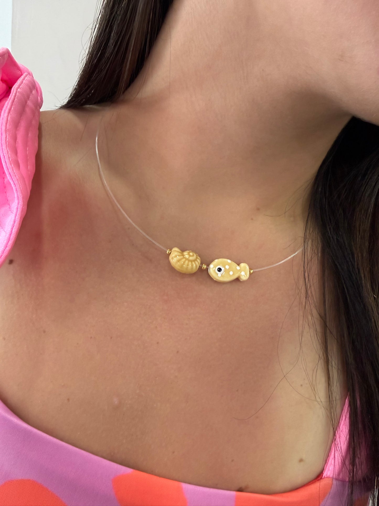 Illusion Necklace Ceramic Fish