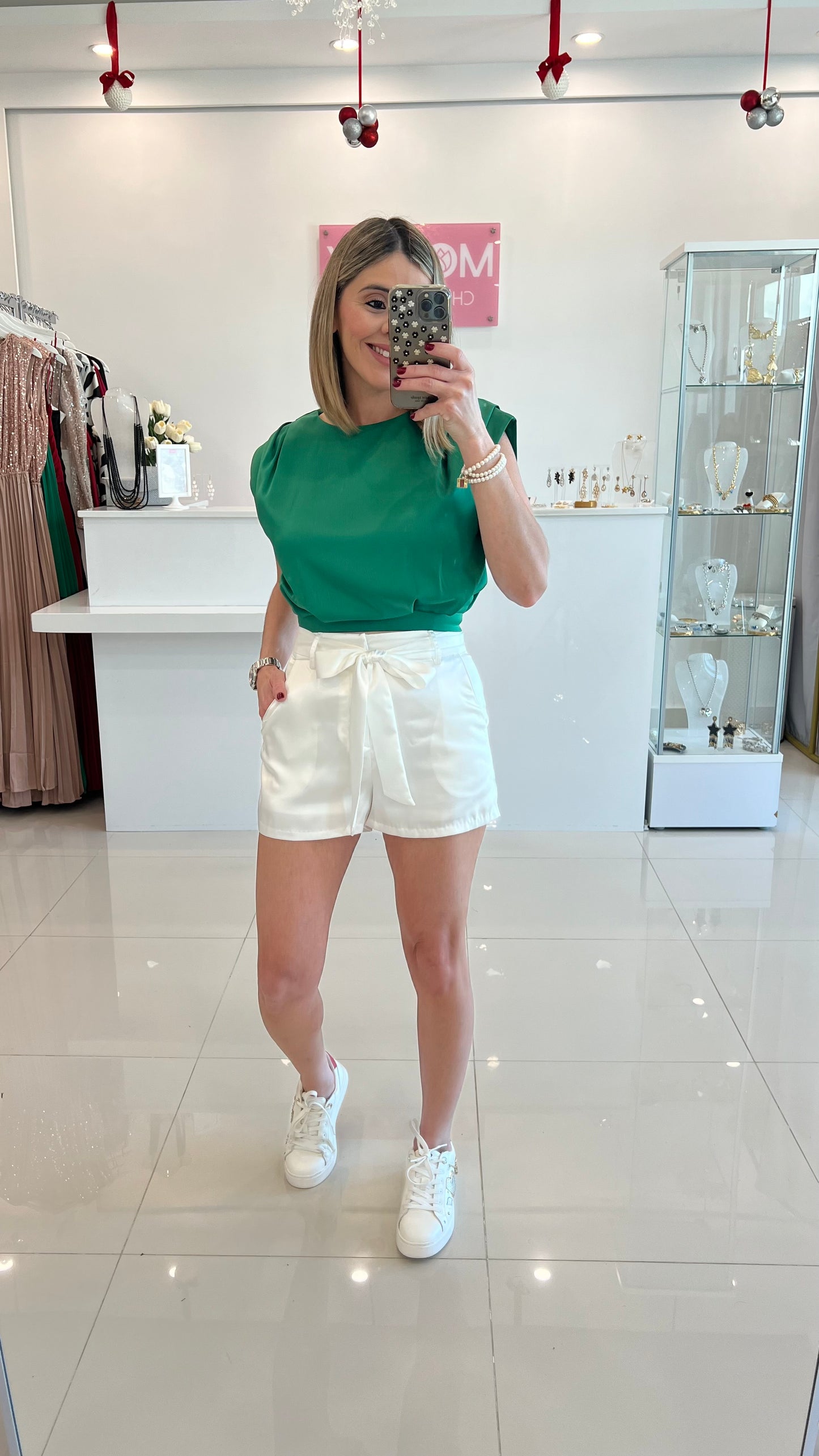 Satin Top Green