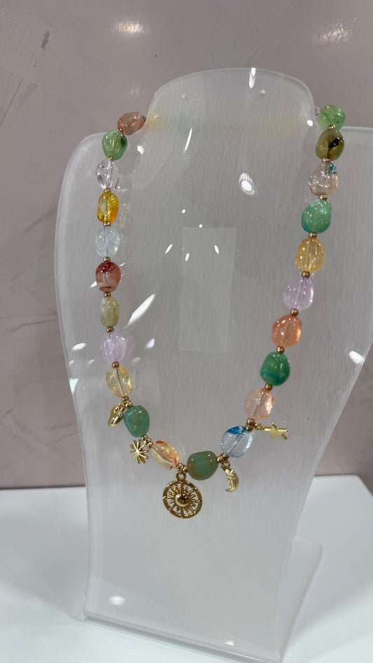 Charm Beaded Multi Colored Necklace