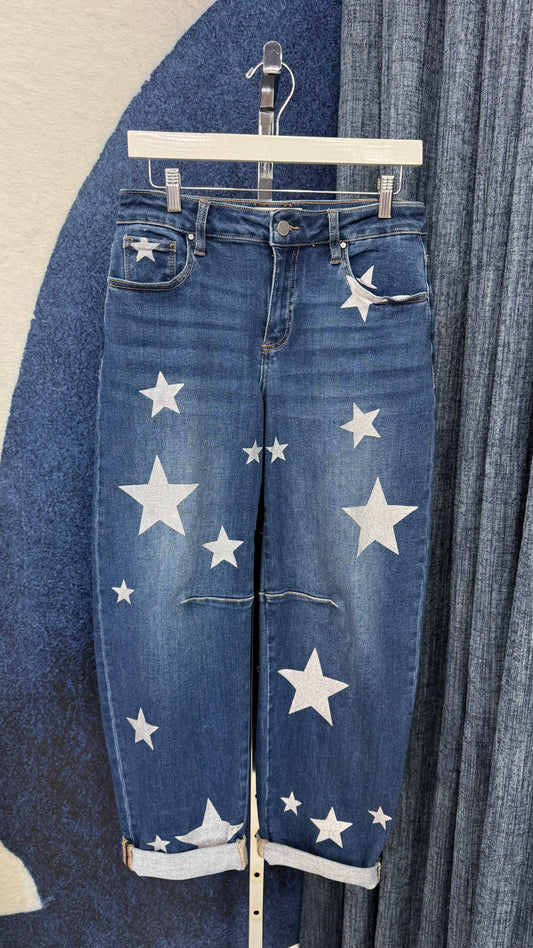 Sparkle Star Barrel Jean