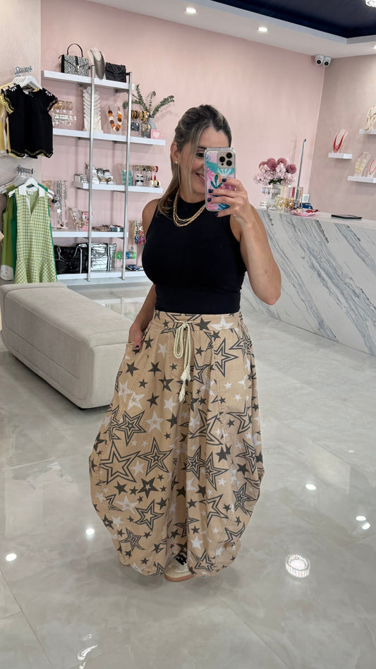 Star Print Balloon Skirt