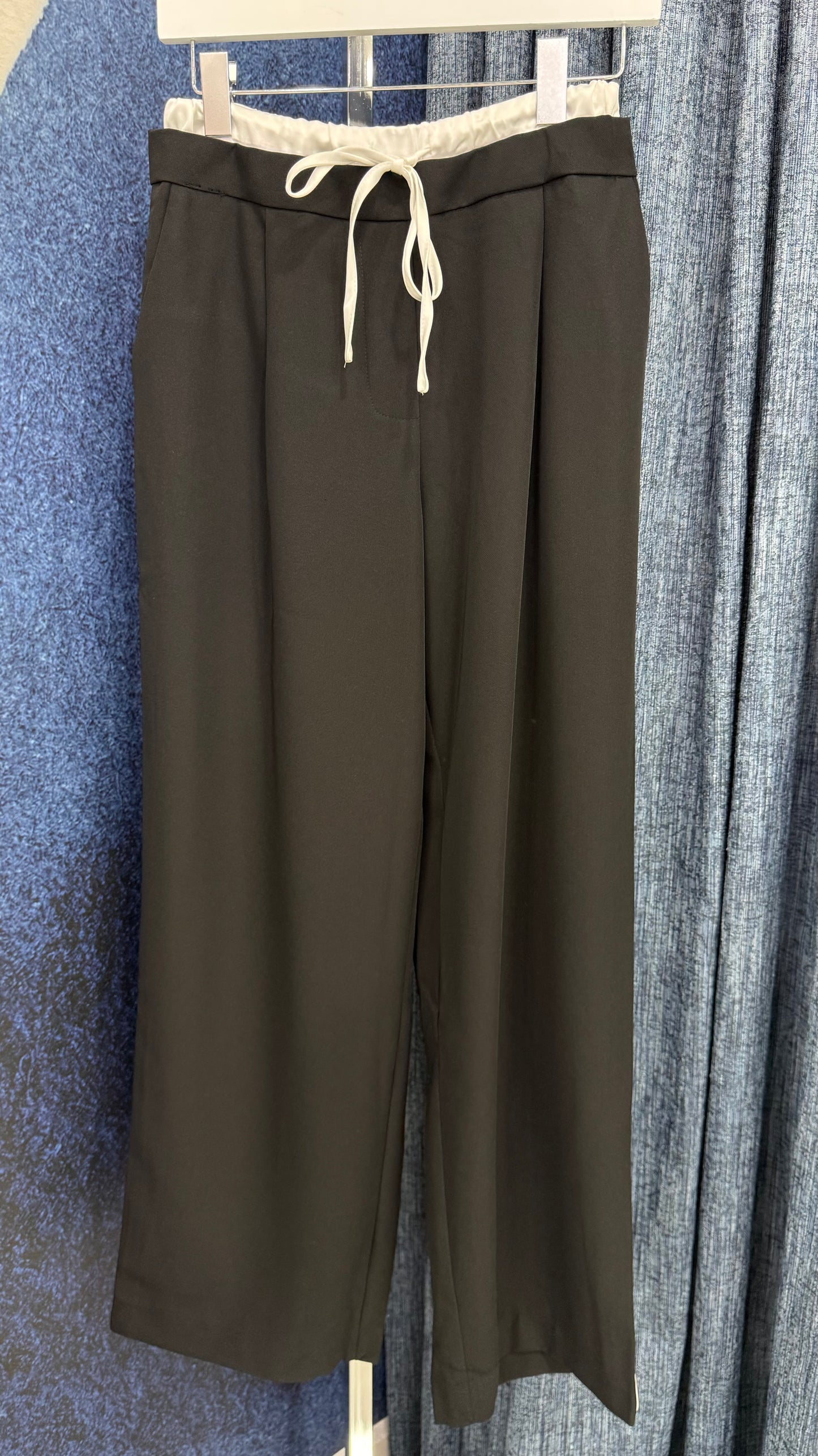 Zipper Top & Contrast Pant Set