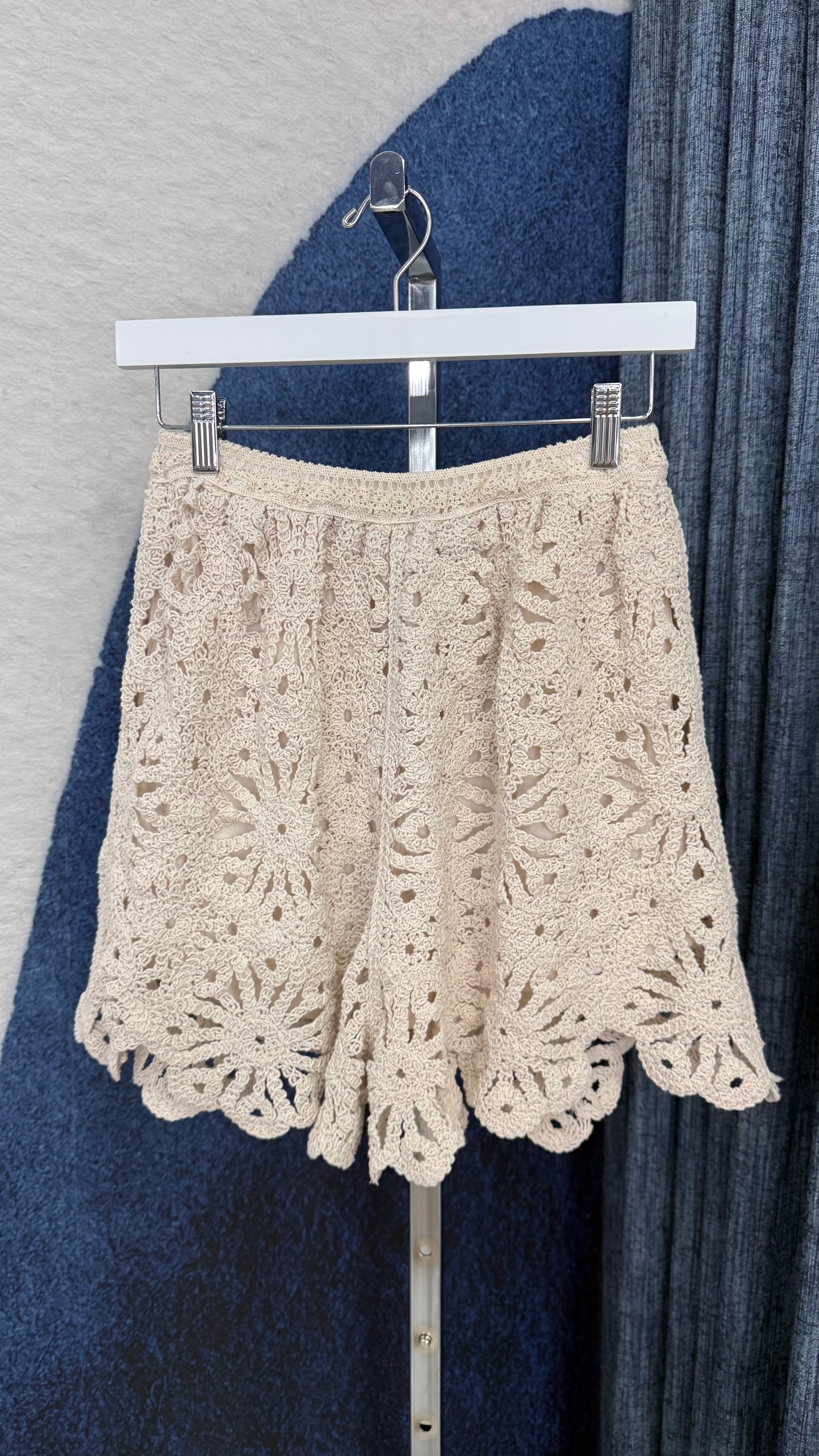 Crochet Top & Short Set Cream
