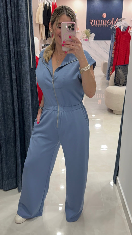 Knit Comfy Jumpsuit Blue