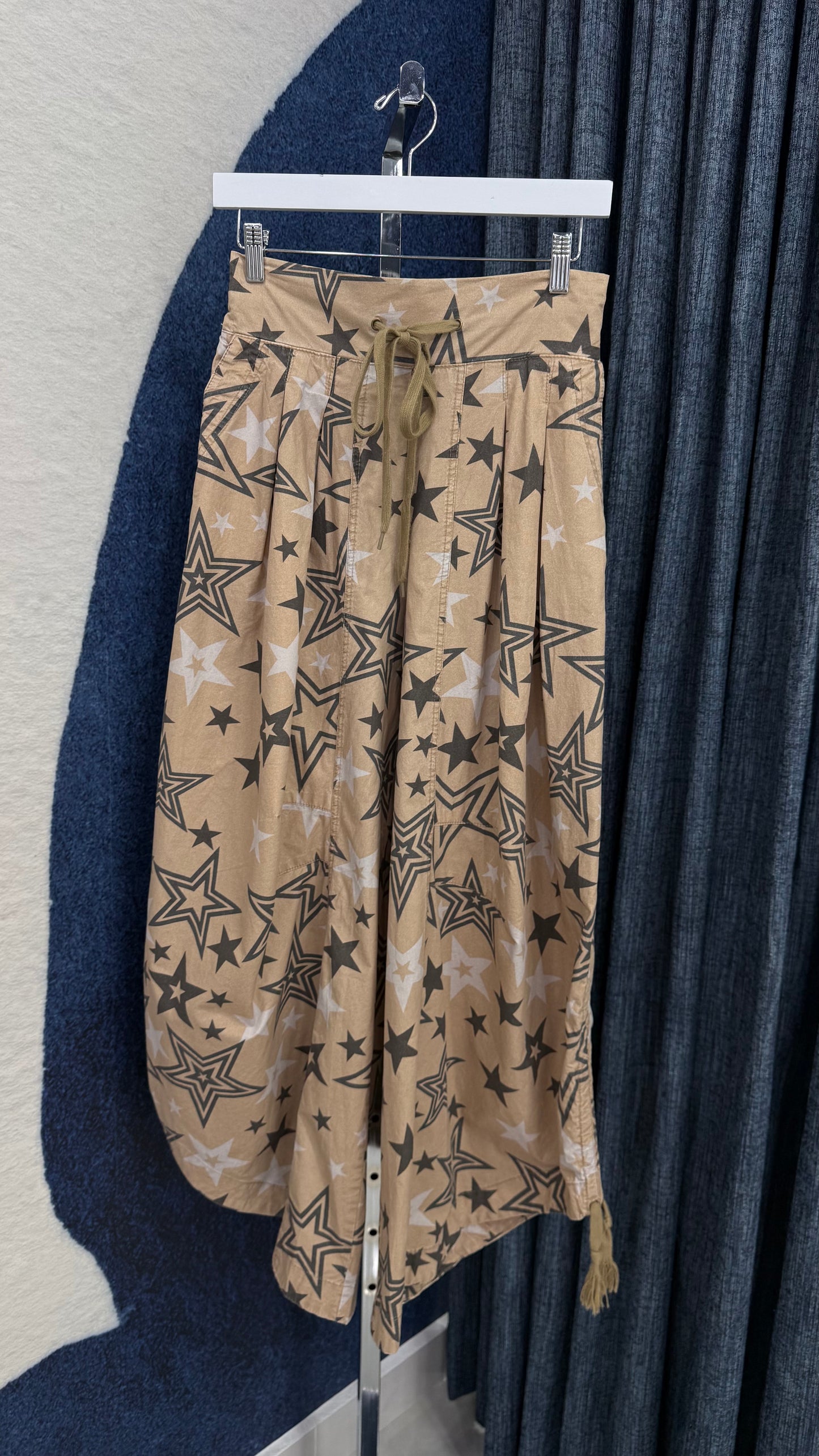 Drawstring High Waist Star Print Pant