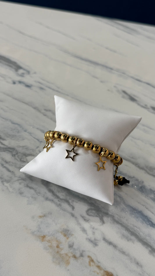 Stainless Steel Beaded Star Bracelet