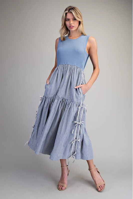 Midi Dress Stripped Blue / White