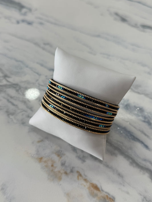 Magnetic Beaded Bracelet Gold & BLK