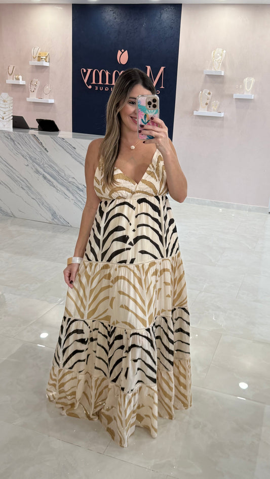 Sequins & Embroidered Bead Maxi Dress