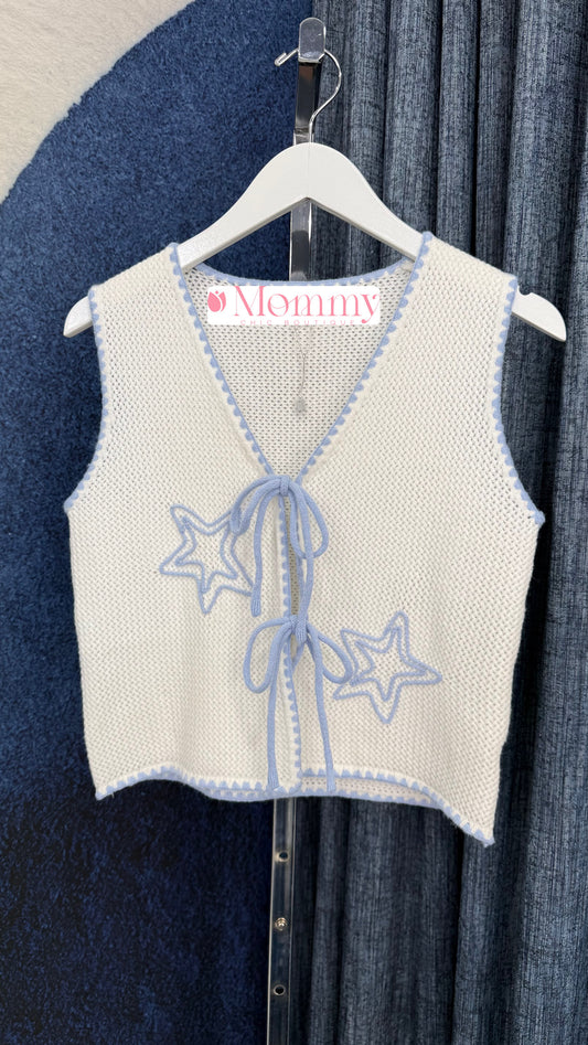Vest Top Knit With Star White