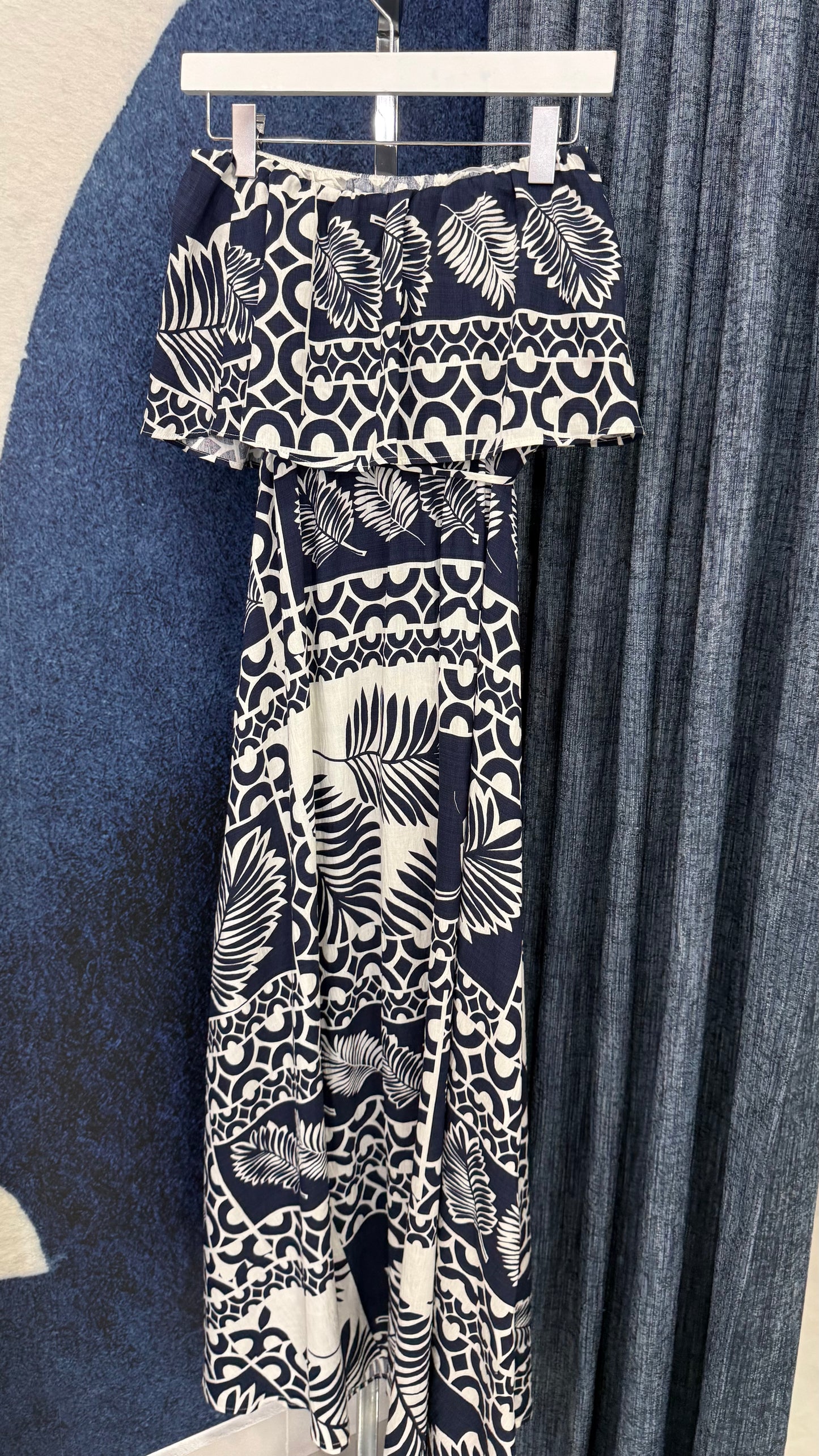 Strapless Maxi Dress Printed Navy