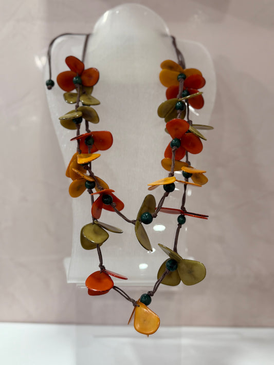 Handmade Necklace Multi Color Petal