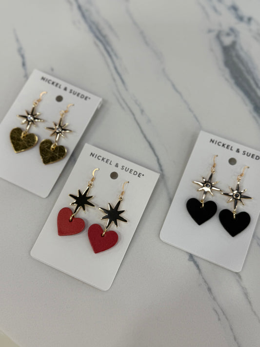Leather Heart Earring