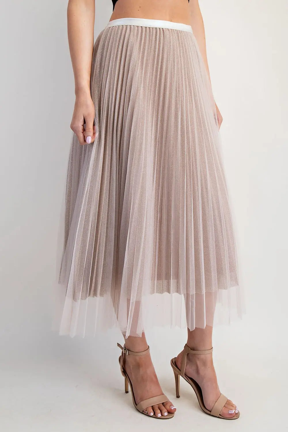 Tulle Midi Skirt Taupe / Gold