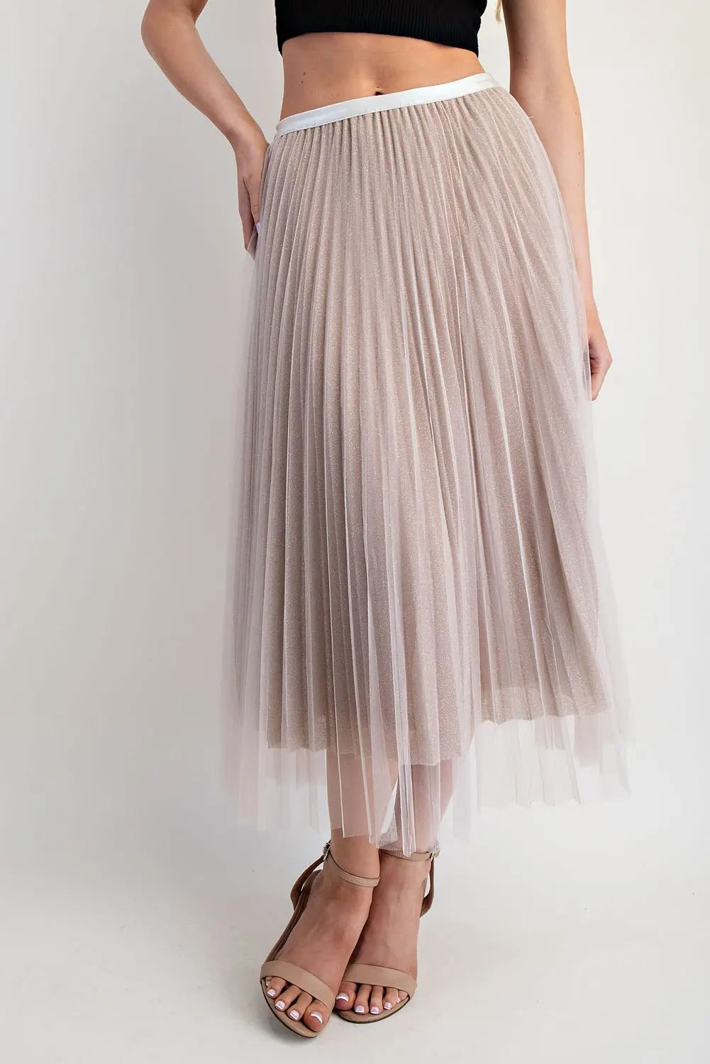 Tulle Midi Skirt Taupe / Gold