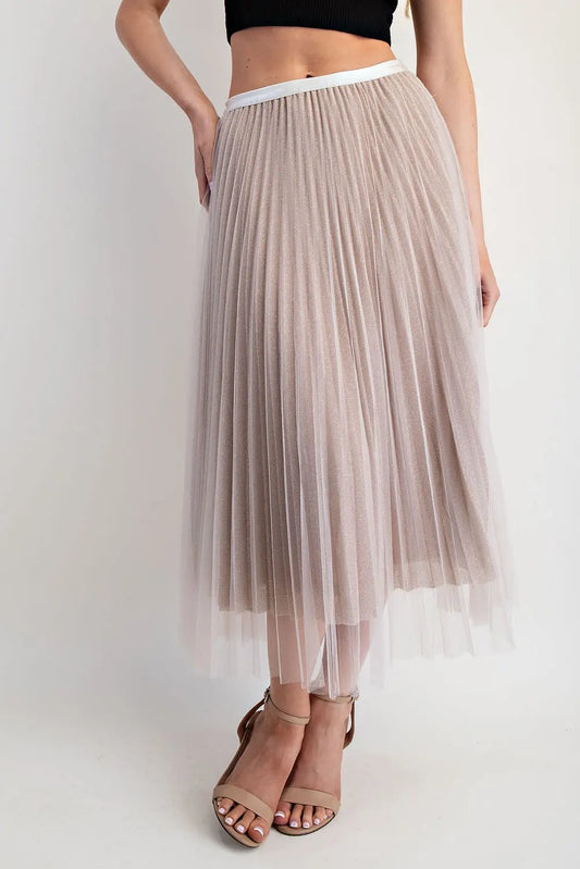 Tulle Midi Skirt Taupe / Gold