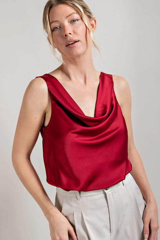 Cowl Neck Top Wine