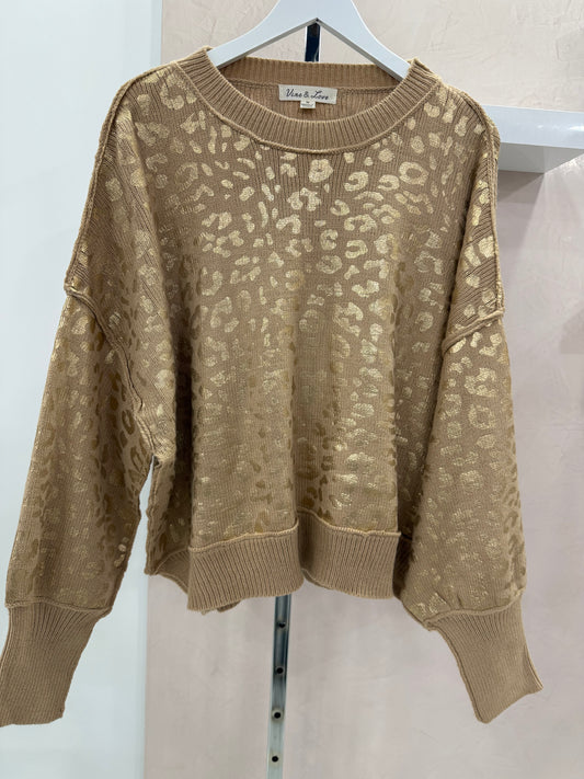 Foil Animal Print Sweater Top