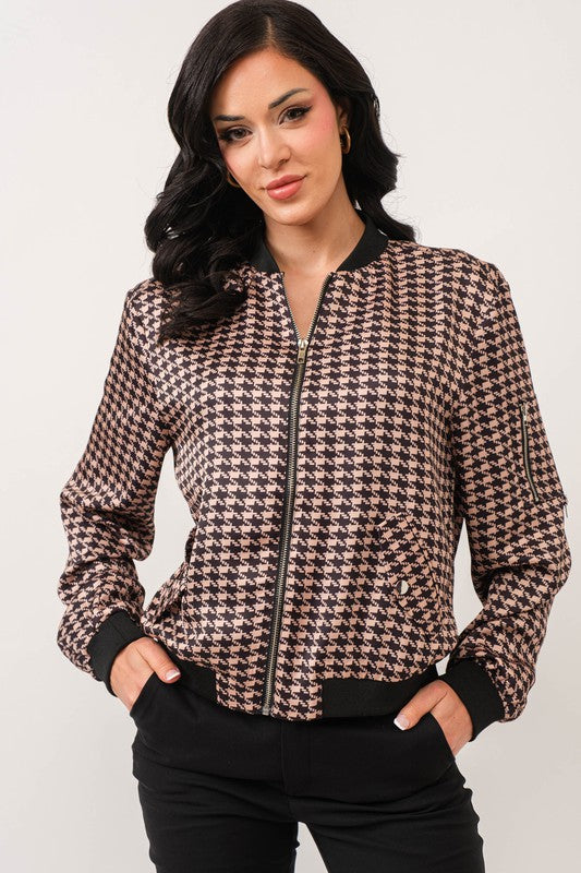 Satin Jacket Houndstooth