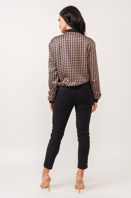 Satin Jacket Houndstooth