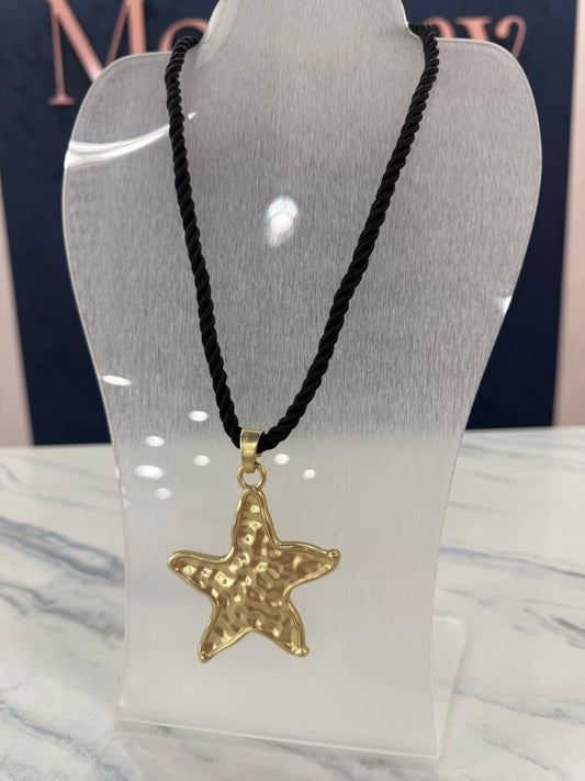 Starfish Gold Matte Rope Necklace