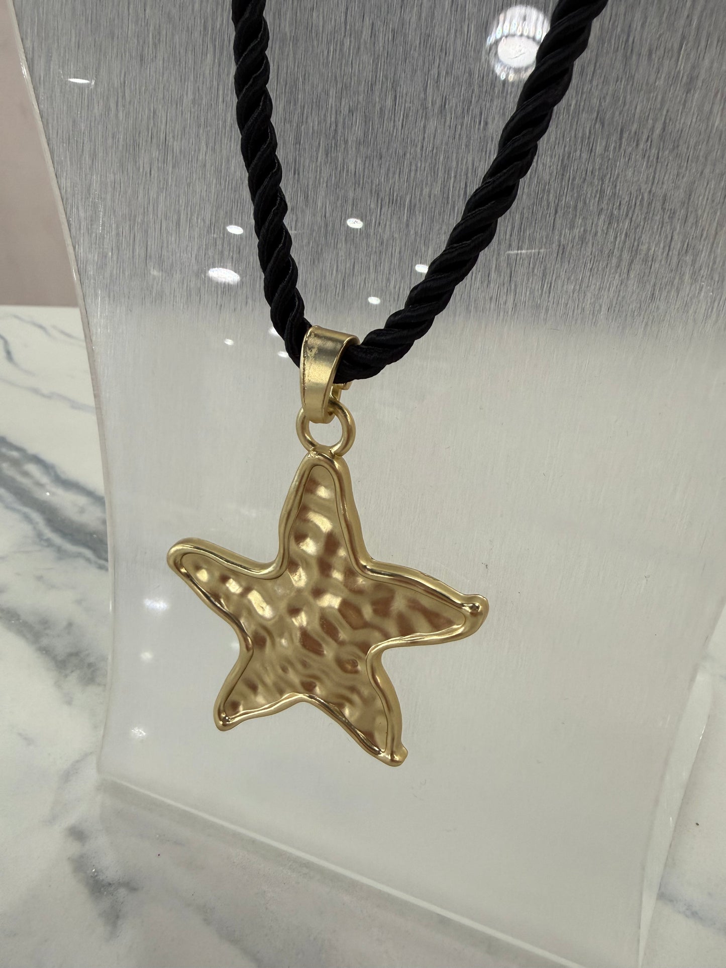 Starfish Gold Matte Rope Necklace