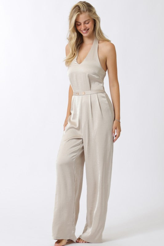 Halter Jumpsuit Sand