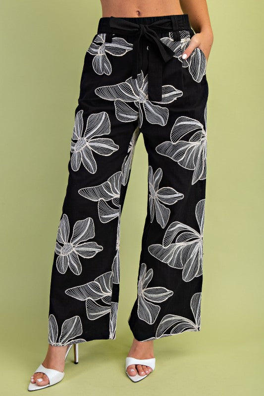Embroidery Black Pant