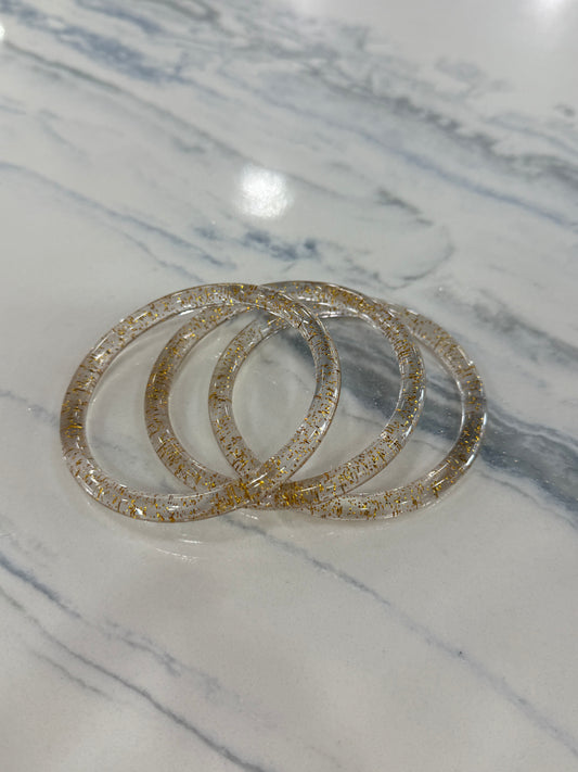 Sparkling Gold Resin Bracelet 3pc Set