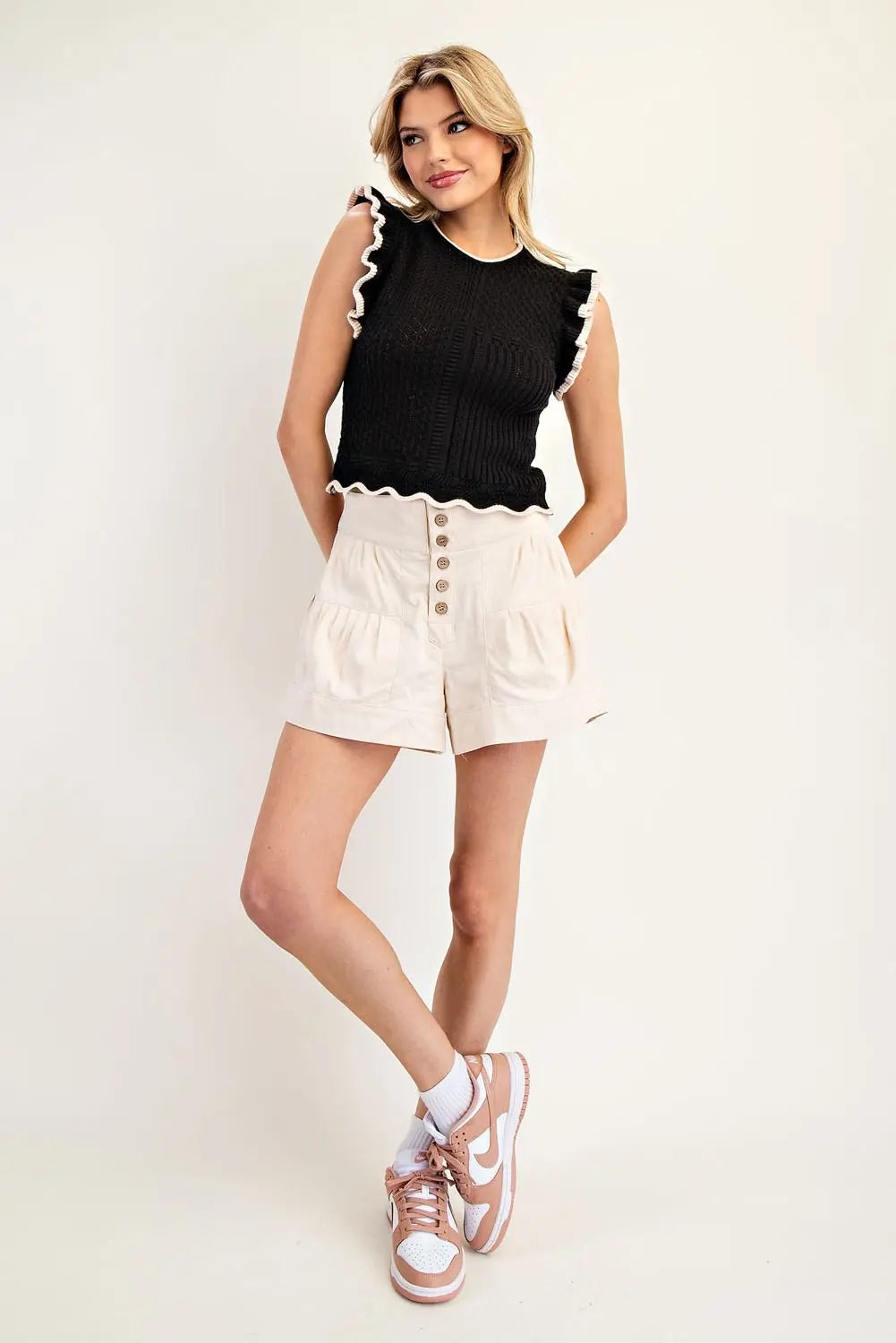 Knit Textured Top Black