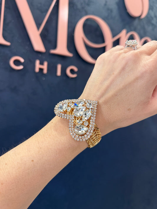 Rhinestone Heart Bracelet