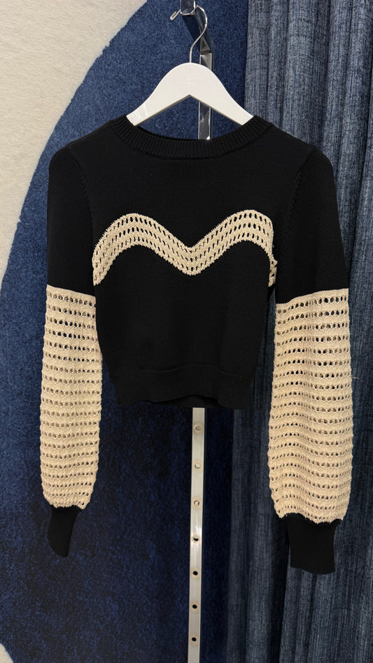 Embroidery Long Sleeve Crop Sweater