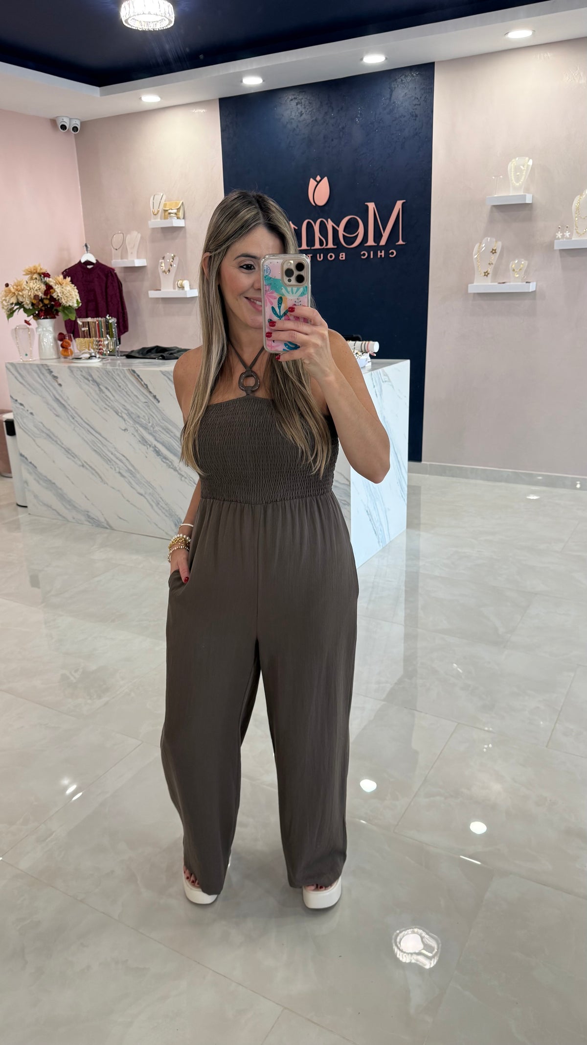 Halter Jumpsuit Smoky Olive