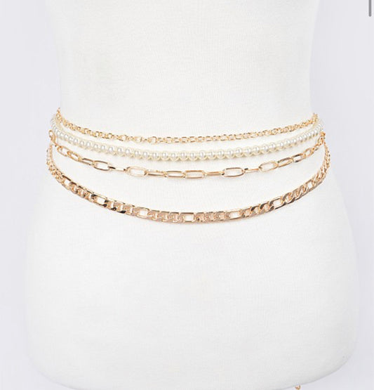 Chain Belt Gold & Pearls